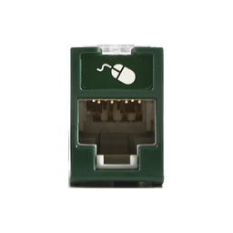 [U6-H07NS] Jack Ultramax Cat6, UTP, Montaje Híbrido en Placa de Pared (Plano y Angulado), Color Verde, Punch Down | U6-H07NS