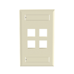 [NK4FEIY] Placa de Pared Vertical, Salida Para 4 Puertos Keystone, Con Espacios Para Etiquetas, Color Marfil | NK4FEIY