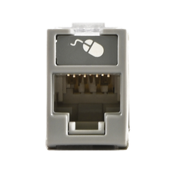 [U6A-H04NS] Jack Ultramax Cat6A, UTP, Montaje Híbrido en Placa de Pared (Plano y Angulado), Color Gris, Punch Down | U6A-H04NS