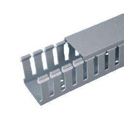 [FC1.5X4LG2] Canaleta Ranurada de PVC con Tapa, Tipo F, 44.5 mm de Ancho, 104.1 mm de Alto y 2 m de Largo, Color Gris | FC1.5X4LG2