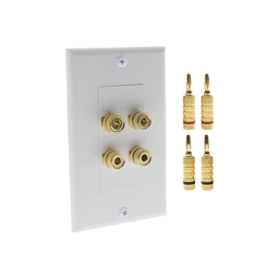 [EPWP2SKIT] KIT 1 Placa de Pared + 2 Pares Conectores Banana (Rojo+Negro) | Postes de Unión Tipo Banana | Conexión para 2 Altavoces | Fácil Instalación | Conectores Chapados en Oro | EPWP2SKIT