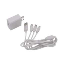 [PL52C] Cargador de pared USB de 5 Vcc 2A / Multi-puertos / USB-C / Micro USB / Tipo C / Lightning (iPhone) / Extensión de cable 1.2 metros | PL52C
