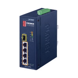 [ISW-514PTF] Switch industrial, Temperatura de Operación: -40 a 75ºC, 4 puertos PoE 10/100 + 1 Puerto 100Base-FX | ISW-514PTF