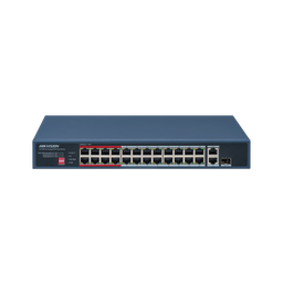 [DS-3E0326P-E/M(C)] Switch PoE+ / No Administrable / 24 Puertos 10/100 Mbps PoE+ / 2 Puertos 1000 Mbps Uplink / 1 Puerto SFP Uplink / Modo Extendido hasta 300 Metros / 230 W | DS-3E0326P-E/M(C)