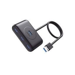 [20291] HUB USB-A 3.0 4 en 1 | 4 Puertos USB-A 3.0 (5Gbps) | Entrada USB-C (PD 5V2A) | Cable de 1 Metro | Indicador Led | Ideal para Transferencia de Datos | Entrada USB-C para alimentar equipos de mayor consumo | Color Negro. | 20291