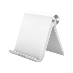 [30485] Soporte de Escritorio para Tablet /  Ajustable de 0° a 100° / Goma Antiarañazos / Antideslizante / Amplia Compatibilidad con dispositivos de 4'' a 13'' / Plegable / ABS / Color Blanco | 30485