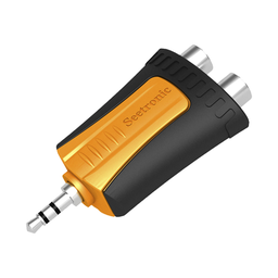 [MMJ3-2RF] Conector Estéreo | 3.5 mm - 2 x conector Hembra RCA | Adaptador de Carcasa de Plástico | MMJ3-2RF