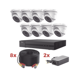 [HL1080P8E] Kit TurboHD / DVR 8 Canales 1080p Lite / 8 Cámaras turret 1080p metalicas / 8 cables de 20 metros / 2 fuentes de 4 canales | HL1080P8E
