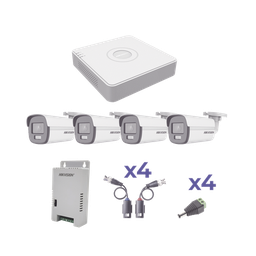 [KH1080PL4BC] KIT COLORVU TURBOHD 1080p Lite / DVR 4 Canales / 4 Cámaras Bala (exterior 2.8 mm) / Transceptores / Conectores / Fuente de Poder Profesional | KH1080PL4BC