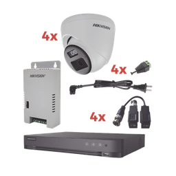 [KH-1080P-4E-TWA] Kit Audio Bidireccional TurboHD 1080p / DVR 4 Canales / 4 Cámaras Eyeball (Exterior) con Bocina y Microfóno Integrado / 1 Fuente de Poder / Accesorios | KH-1080P-4E-TWA