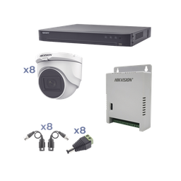 [KH1080P8DW] Kit TURBOHD 1080p / DVR 8 Canales / 8 Cámaras Turret (exterior 2.8 mm) / Conectores / Transceptores / Fuente de Poder Profesional hasta 15 Vcc para Larga Distancia | KH1080P8DW