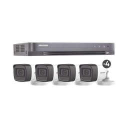 [HIK5MPSLQ-KIT(B)] (MICRÓFONO INTEGRADO) KIT TURBOHD 5 Megapixel / DVR 4 Canales / 4 Cámaras Bala con Micrófono Integrado (exterior 2.8 mm) / Fuente de Poder / Accesorios de Instalación | HIK5MPSLQ-KIT(B)