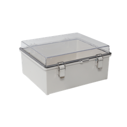 [PST-1929-14ET] Gabinete Plástico ABS, Puerta Transparente, Uso en Intemperie IP66 (190 x 290 x 140 mm) cierre por Broche Inoxidable y Permite Cerrado con Candado y Llave (Perno 5mm) No Incluido | PST-1929-14ET