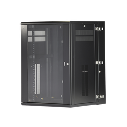 [PZWMC18W] Gabinete PanZone de Montaje en Pared, de 19in, Puerta con Ventana de Seguridad, 18 UR, 635mm de Profundidad, Color Negro | PZWMC18W