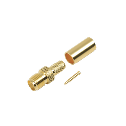 [RP-3050-1C] Conector SMA hembra inverso de anillo plegable para cable RG-58/U, Oro/ Oro Teflón. | RP-3050-1C