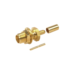 [RSA-3252-1B] Conector SMA Hembra para Chasis en D Plano, Anillo Plegable para cable RG-174/U, Oro/ Oro/ Teflón. | RSA-3252-1B