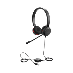 [EVOLVE-30-DUO-UC] Jabra Evolve 30 Duo con conexión USB / 3.5mm, micrófono con cancelación de ruido y controlador en el cable con botones e indicadores LED (5399-829-309) | EVOLVE-30-DUO-UC